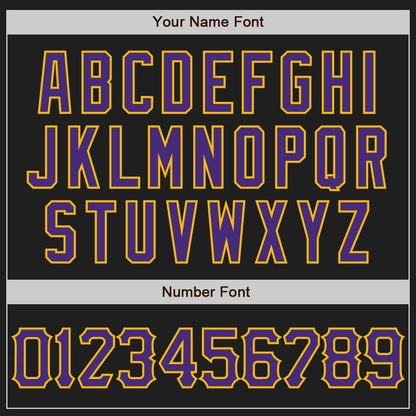 Custom Black Purple-Gold 3D Pattern Design Abstract Network Authentic Baseball Jersey - Sky-Custom