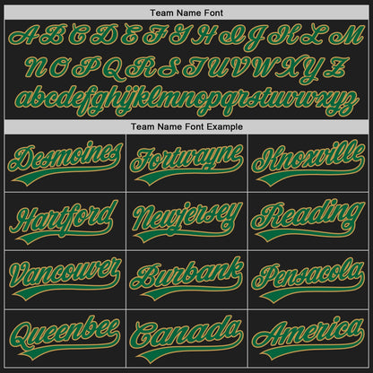 Custom Black Kelly Green-Old Gold 3D Pattern Design Abstract Network Authentic Baseball Jersey - Sky-Custom