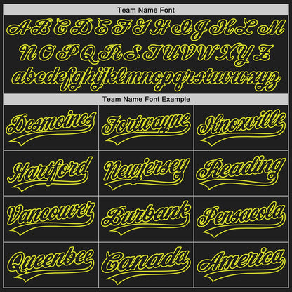 Custom Black Neon Yellow 3D Pattern Design Abstract Network Authentic Baseball Jersey - Sky-Custom