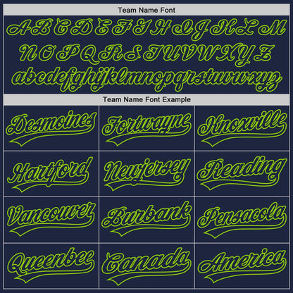 Custom Navy Neon Green 3D Pattern Design Abstract Network Authentic Baseball Jersey - Sky-Custom