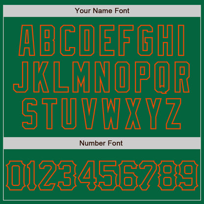 Custom Kelly Green Orange 3D Pattern Design Abstract Network Authentic Baseball Jersey - Sky-Custom