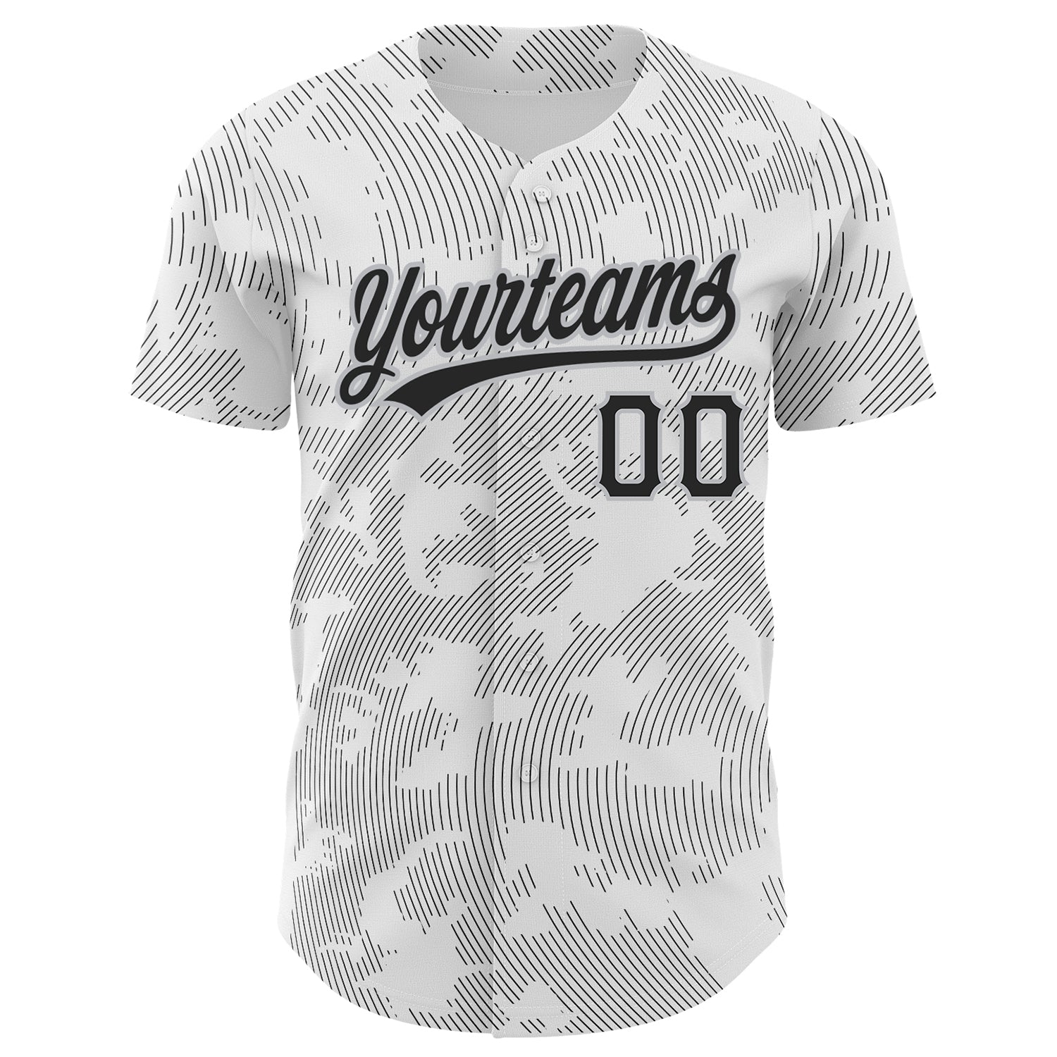 Custom White Black-Gray 3D Pattern Design Curve Lines Authentic Baseball Jersey - Sky-Custom