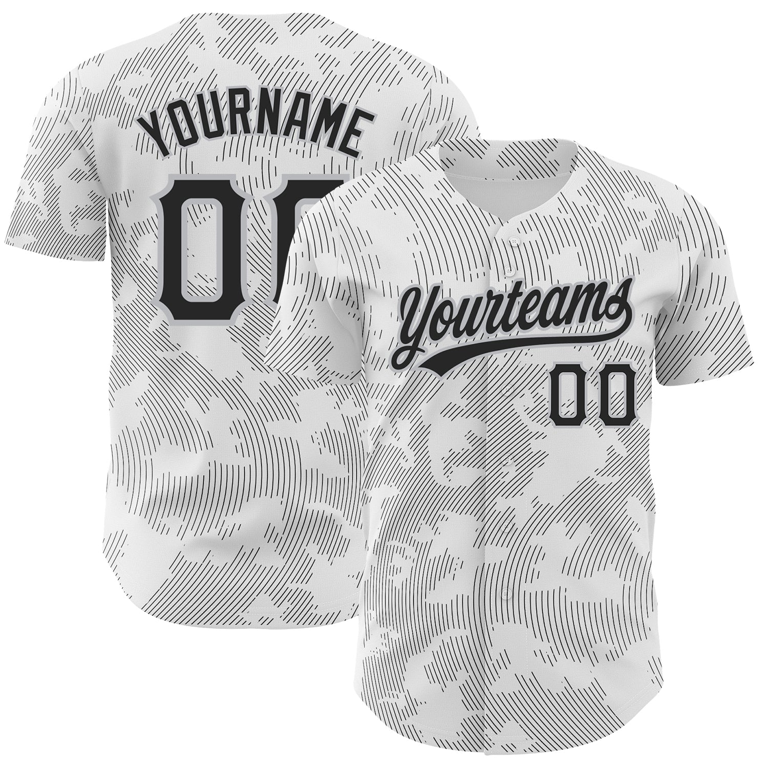 Custom White Black-Gray 3D Pattern Design Curve Lines Authentic Baseball Jersey - Sky-Custom