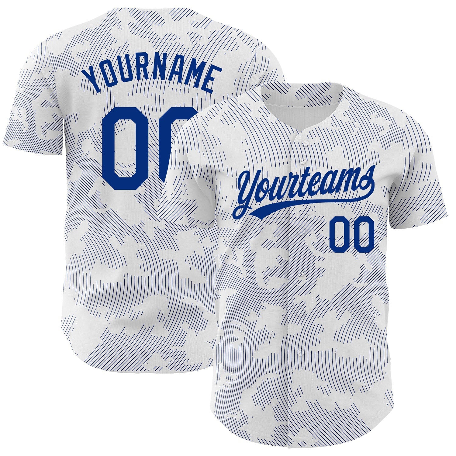 Custom White Royal 3D Pattern Design Curve Lines Authentic Baseball Jersey - Sky-Custom