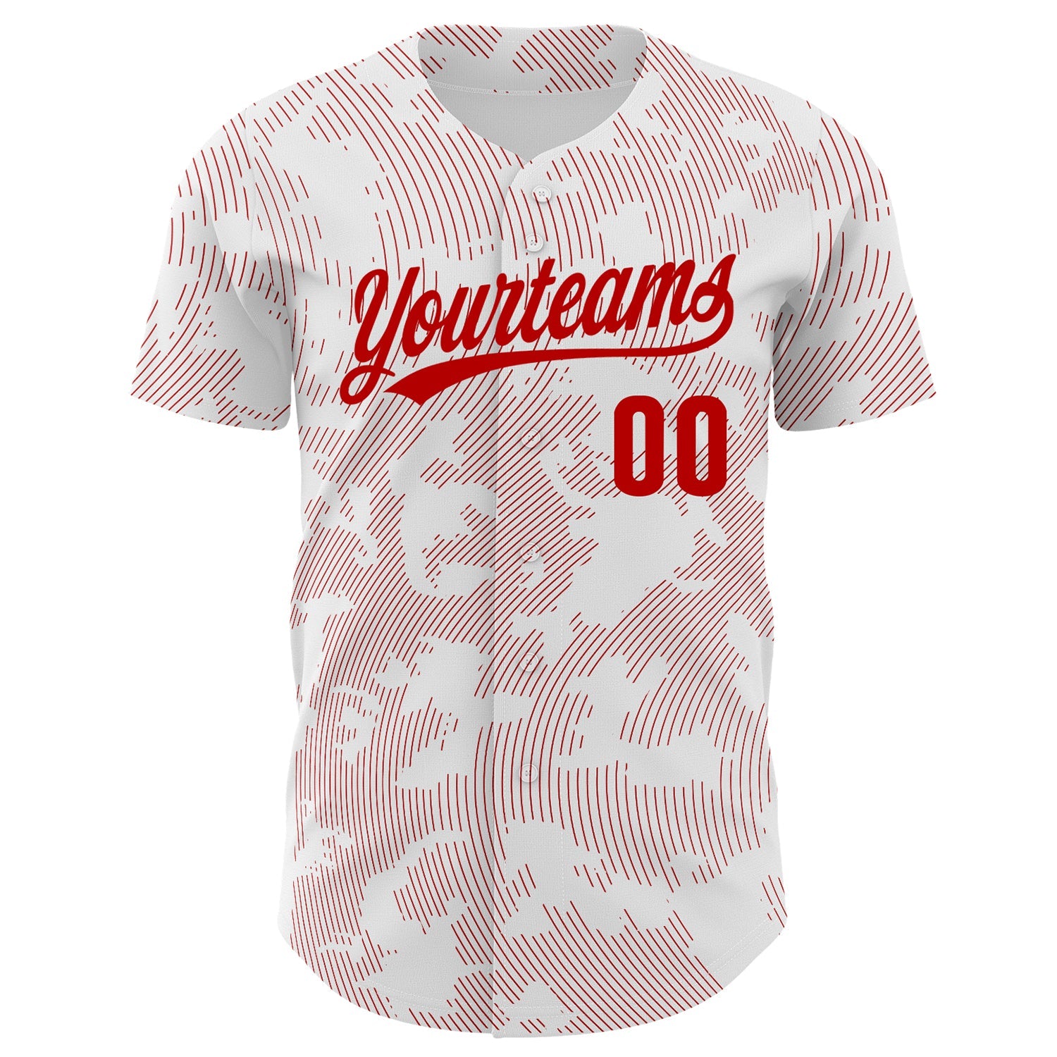 Custom White Red 3D Pattern Design Curve Lines Authentic Baseball Jersey - Sky-Custom