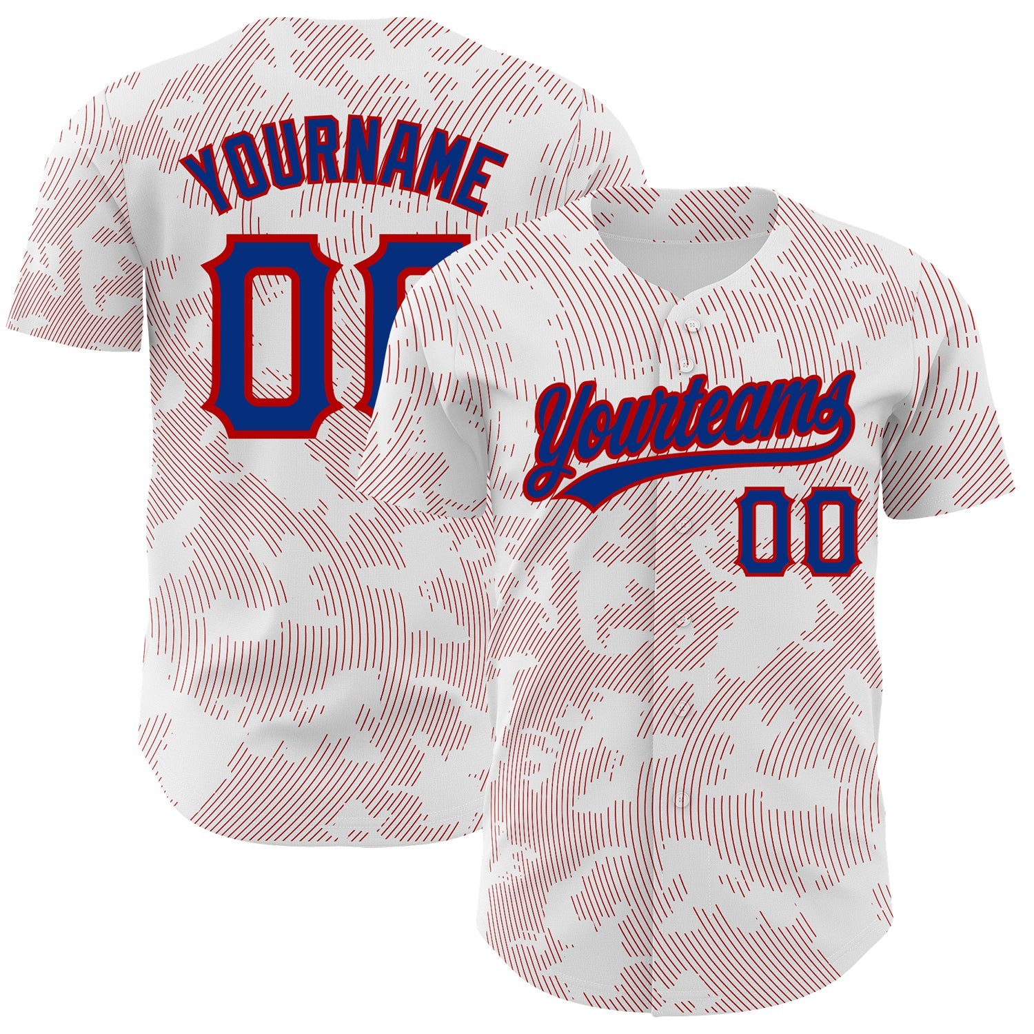 Custom White Royal-Red 3D Pattern Design Curve Lines Authentic Baseball Jersey - Sky-Custom