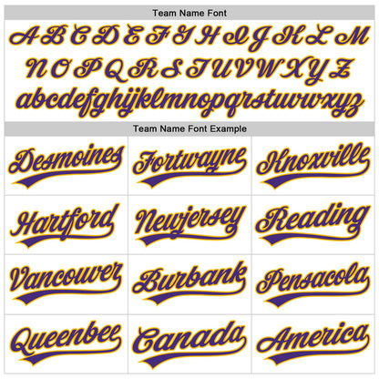 Custom White Purple-Gold 3D Pattern Design Curve Lines Authentic Baseball Jersey - Sky-Custom