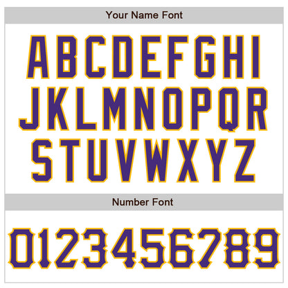 Custom White Purple-Gold 3D Pattern Design Curve Lines Authentic Baseball Jersey - Sky-Custom