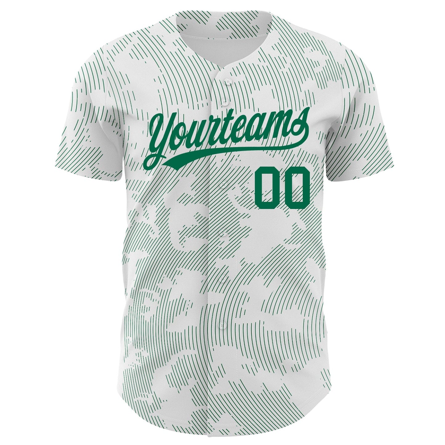 Custom White Kelly Green 3D Pattern Design Curve Lines Authentic Baseball Jersey - Sky-Custom