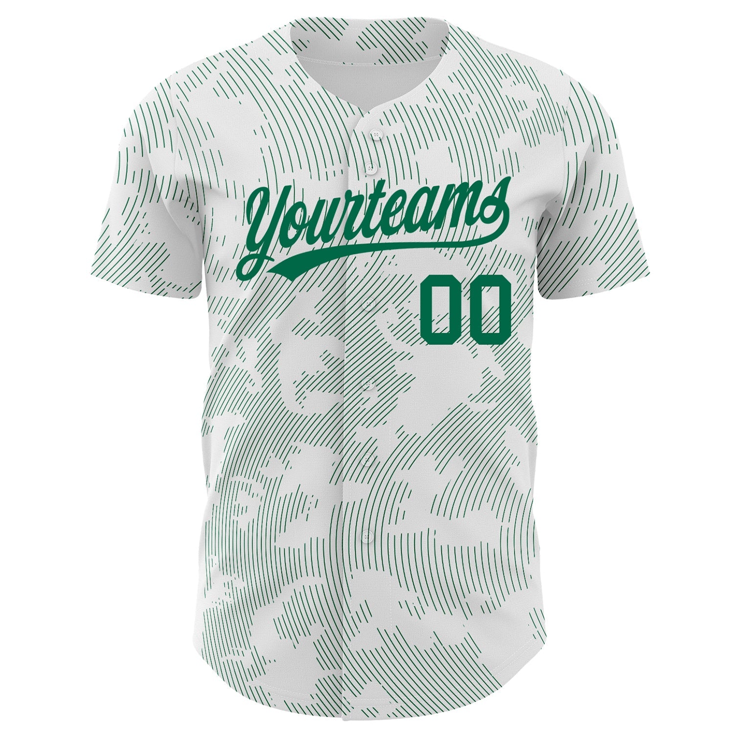 Custom White Kelly Green 3D Pattern Design Curve Lines Authentic Baseball Jersey - Sky-Custom