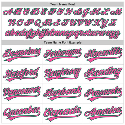 Custom White Pink-Kelly Green 3D Pattern Design Curve Lines Authentic Baseball Jersey - Sky-Custom