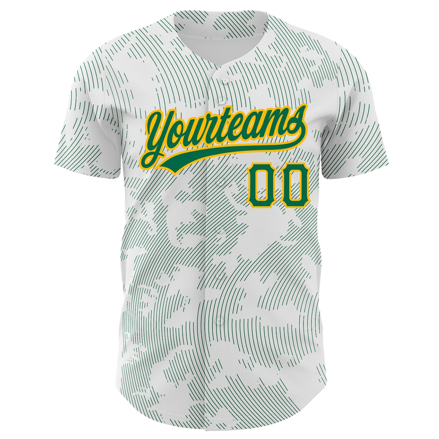 Custom White Kelly Green-Gold 3D Pattern Design Curve Lines Authentic Baseball Jersey - Sky-Custom