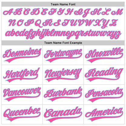 Custom White Pink-Light Blue 3D Pattern Design Curve Lines Authentic Baseball Jersey - Sky-Custom