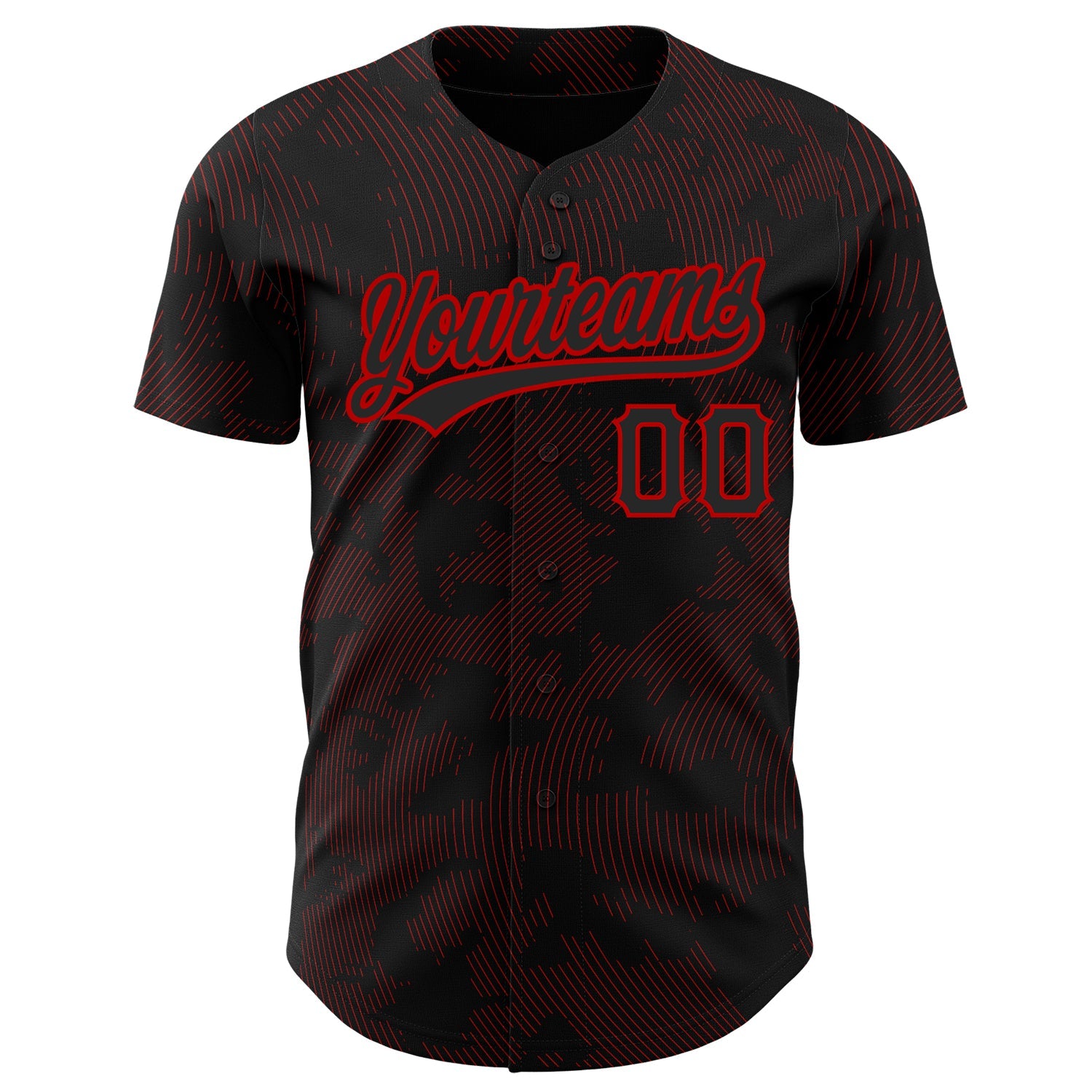 Custom Black Red 3D Pattern Design Curve Lines Authentic Baseball Jersey - Sky-Custom