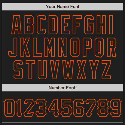 Custom Black Orange 3D Pattern Design Curve Lines Authentic Baseball Jersey - Sky-Custom