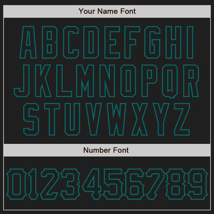Custom Black Teal 3D Pattern Design Curve Lines Authentic Baseball Jersey - Sky-Custom