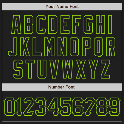 Custom Black Neon Green 3D Pattern Design Curve Lines Authentic Baseball Jersey - Sky-Custom