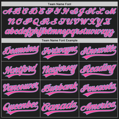 Custom Black Pink-Light Blue 3D Pattern Design Curve Lines Authentic Baseball Jersey - Sky-Custom