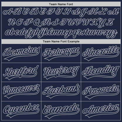 Custom Navy Gray 3D Pattern Design Curve Lines Authentic Baseball Jersey - Sky-Custom