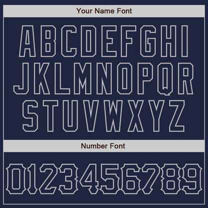 Custom Navy Gray 3D Pattern Design Curve Lines Authentic Baseball Jersey - Sky-Custom