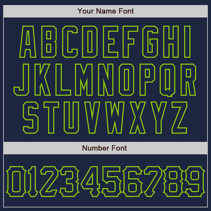 Custom Navy Neon Green 3D Pattern Design Curve Lines Authentic Baseball Jersey - Sky-Custom