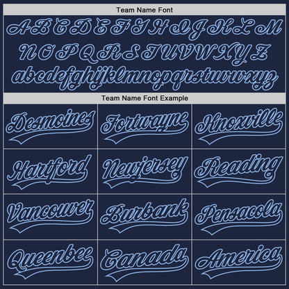 Custom Navy Light Blue 3D Pattern Design Curve Lines Authentic Baseball Jersey - Sky-Custom