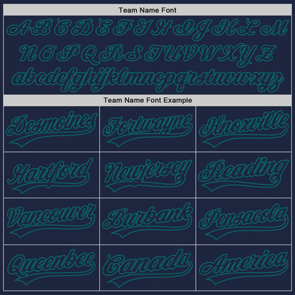 Custom Navy Teal 3D Pattern Design Curve Lines Authentic Baseball Jersey - Sky-Custom