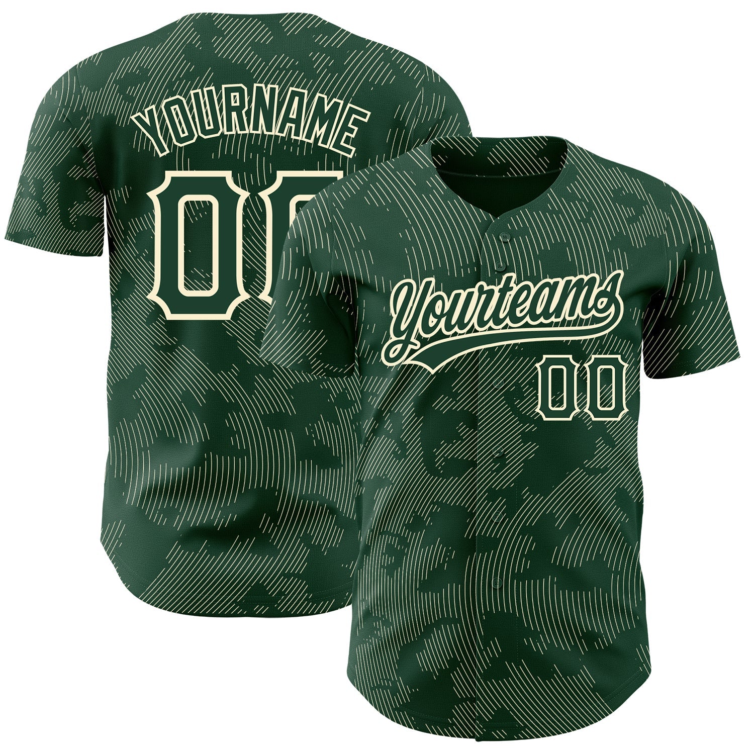 Custom Green Cream 3D Pattern Design Curve Lines Authentic Baseball Jersey - Sky-Custom