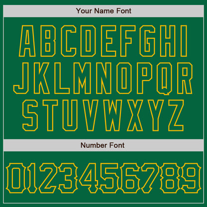 Custom Kelly Green Gold 3D Pattern Design Curve Lines Authentic Baseball Jersey - Sky-Custom