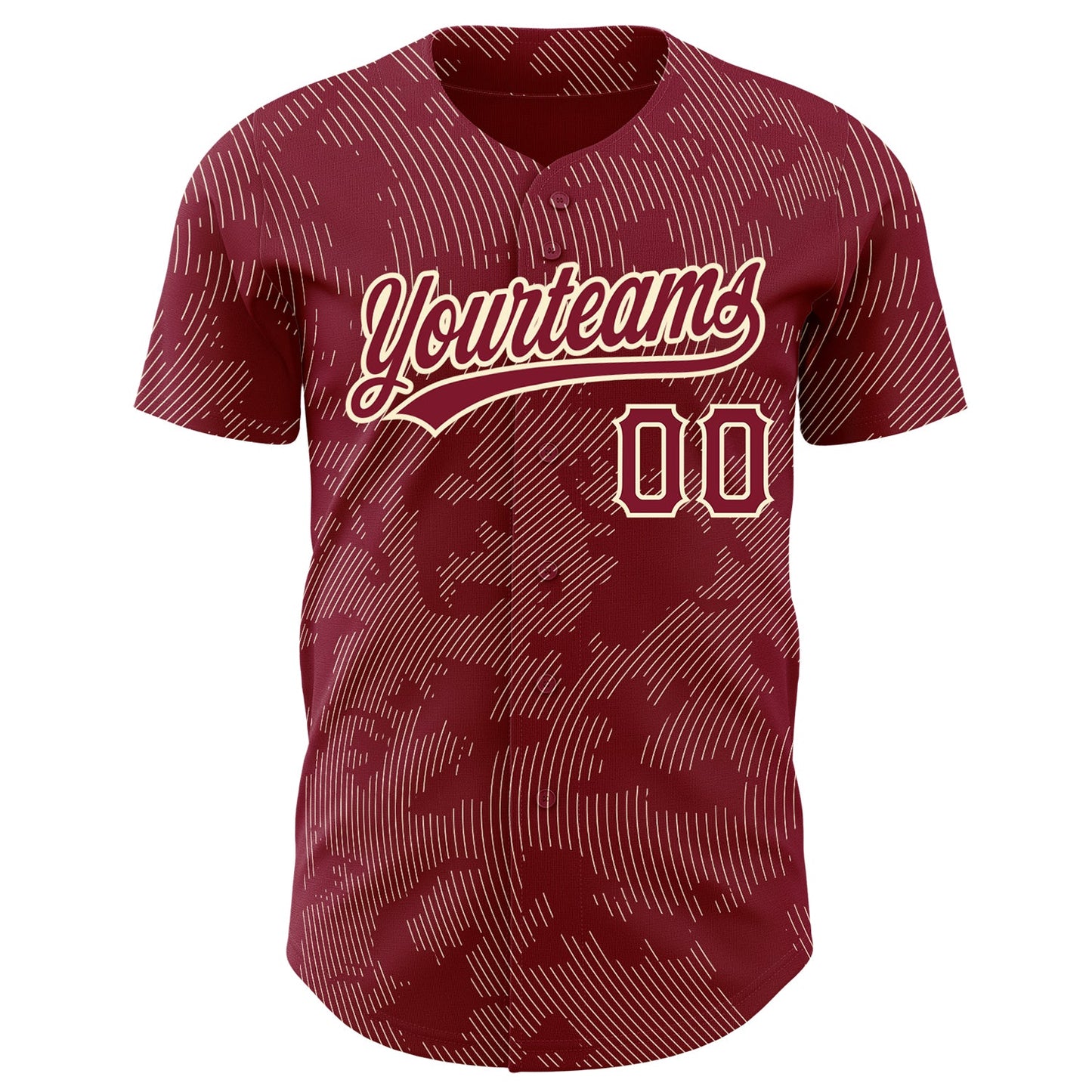 Custom Crimson Cream 3D Pattern Design Curve Lines Authentic Baseball Jersey - Sky-Custom