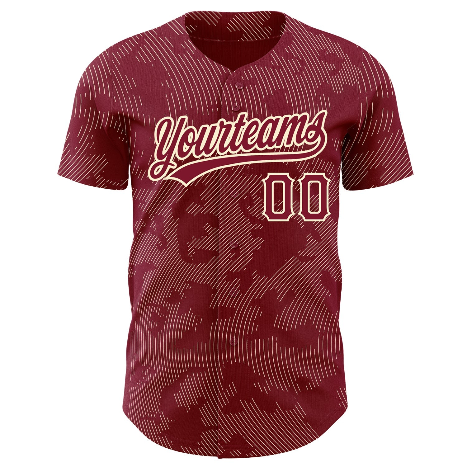 Custom Crimson Cream 3D Pattern Design Curve Lines Authentic Baseball Jersey - Sky-Custom