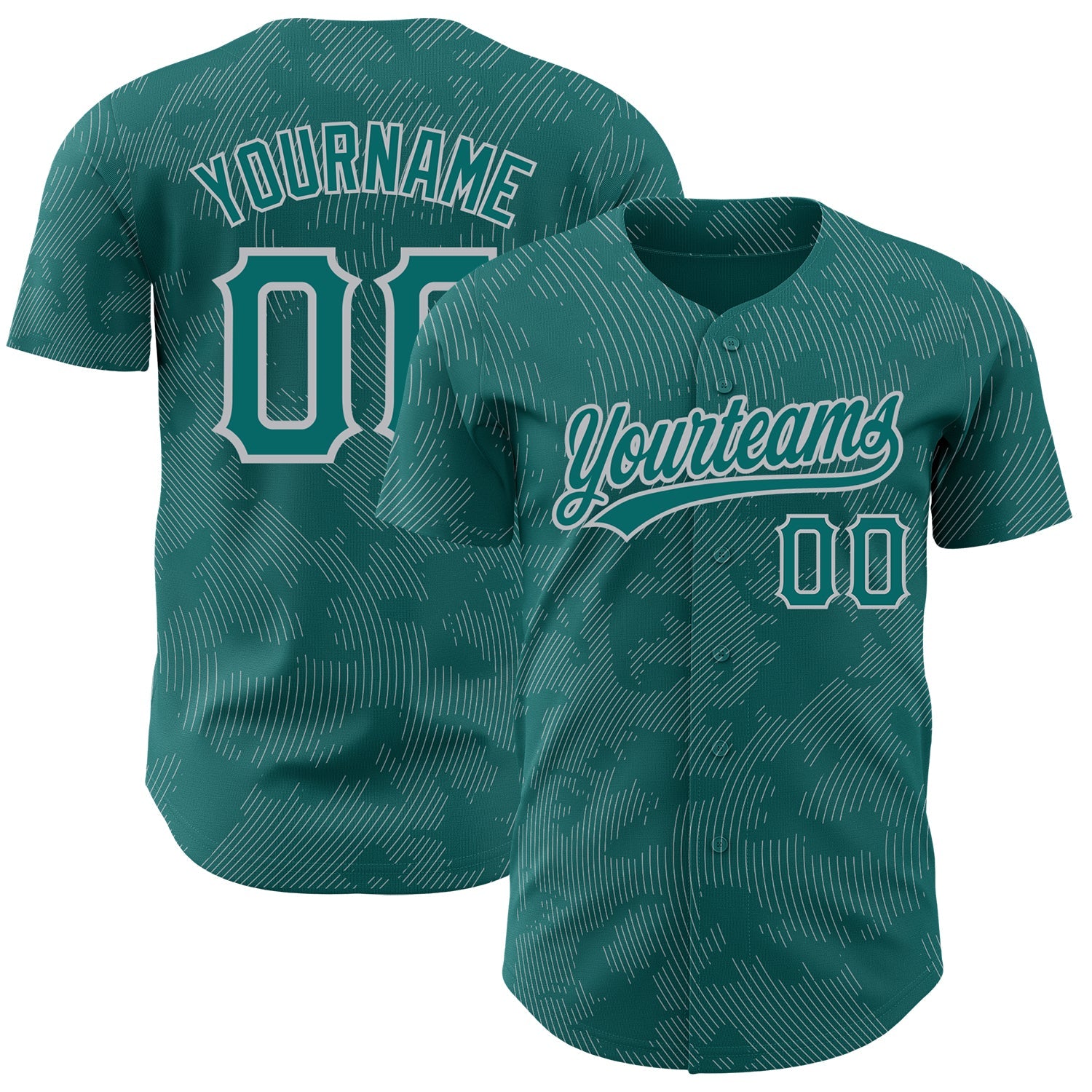 Custom Teal Gray 3D Pattern Design Curve Lines Authentic Baseball Jersey - Sky-Custom