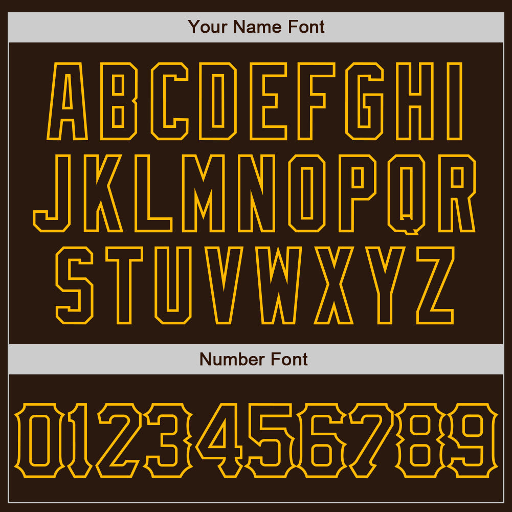 Custom Brown Gold 3D Pattern Design Curve Lines Authentic Baseball Jersey - Sky-Custom