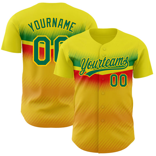Custom Yellow Kelly Green 3D Pattern Design Abstract Vibe Dots Authentic Baseball Jersey - Sky-Custom