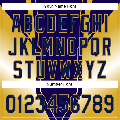 Custom Navy Old Gold 3D Pattern Design Side Stripes Authentic Baseball Jersey - Sky-Custom
