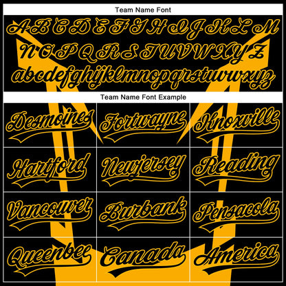 Custom Black Gold 3D Pattern Design Side Sharp Edges Authentic Baseball Jersey - Sky-Custom