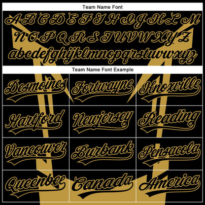Custom Black Old Gold 3D Pattern Design Side Sharp Edges Authentic Baseball Jersey - Sky-Custom
