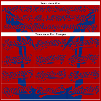 Custom Red Royal 3D Pattern Design Side Sharp Edges Authentic Baseball Jersey - Sky-Custom