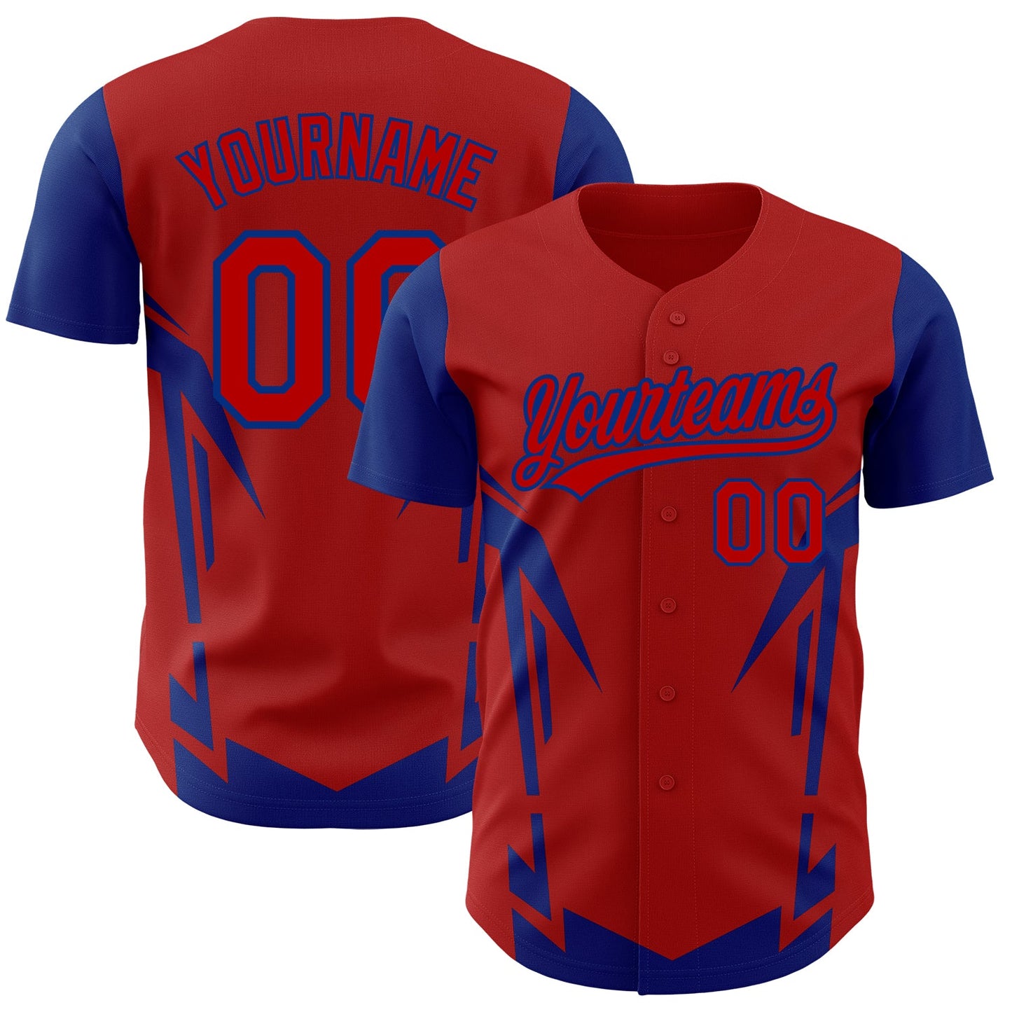 Custom Red Royal 3D Pattern Design Side Sharp Edges Authentic Baseball Jersey - Sky-Custom