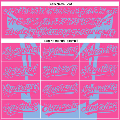 Custom Pink Light Blue 3D Pattern Design Side Sharp Edges Authentic Baseball Jersey - Sky-Custom