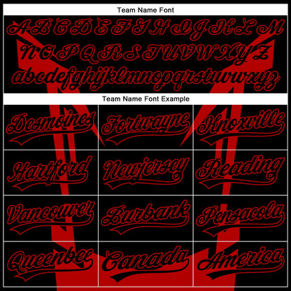 Custom Black Red 3D Pattern Design Side Sharp Edges Authentic Baseball Jersey - Sky-Custom