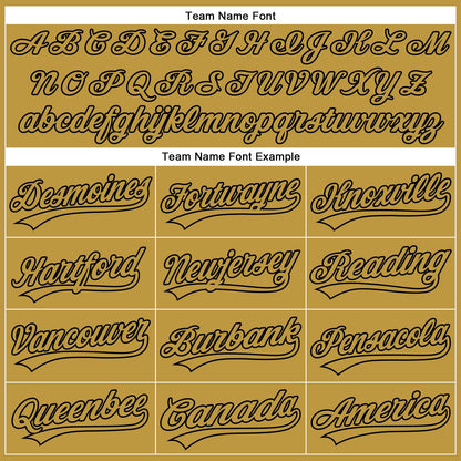 Custom Old Gold Black 3D Pattern Design Side Stripes Authentic Baseball Jersey - Sky-Custom