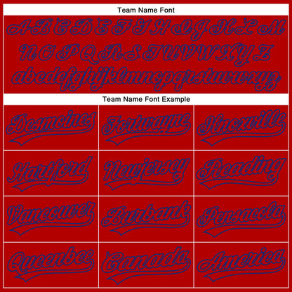 Custom Red Royal 3D Pattern Design Side Stripes Authentic Baseball Jersey - Sky-Custom
