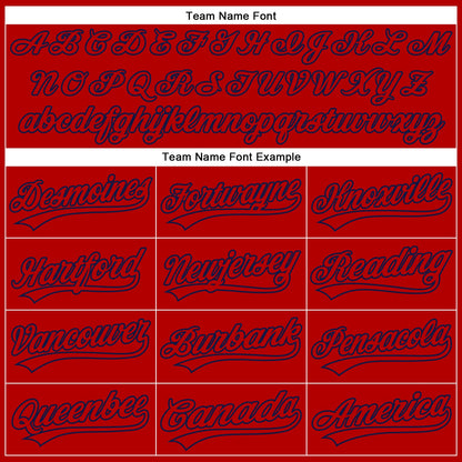 Custom Red Navy 3D Pattern Design Side Stripes Authentic Baseball Jersey - Sky-Custom