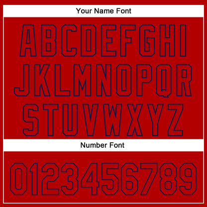 Custom Red Navy 3D Pattern Design Side Stripes Authentic Baseball Jersey - Sky-Custom
