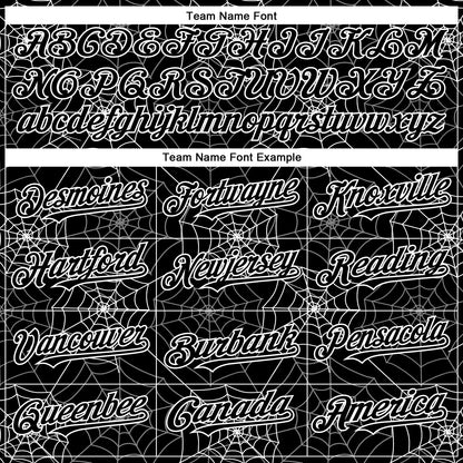 Custom Black White 3D Pattern Design Spider Web Authentic Baseball Jersey - Sky-Custom
