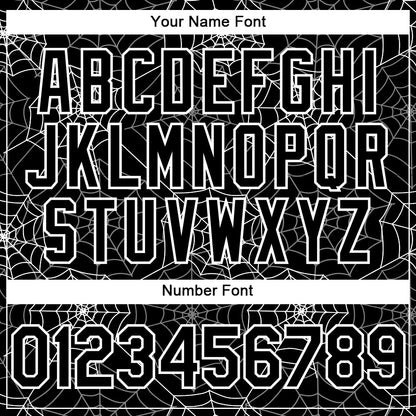Custom Black White 3D Pattern Design Spider Web Authentic Baseball Jersey - Sky-Custom
