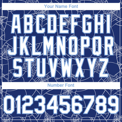 Custom Royal White-Light Blue 3D Pattern Design Spider Web Authentic Baseball Jersey - Sky-Custom