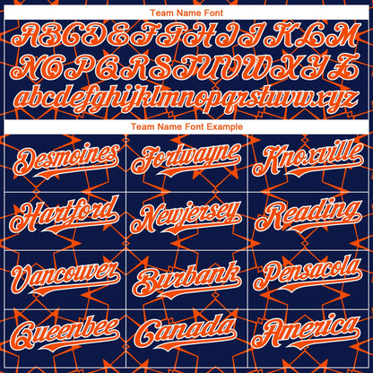 Custom Navy Orange-White 3D Pattern Design Star Lines Authentic Baseball Jersey - Sky-Custom