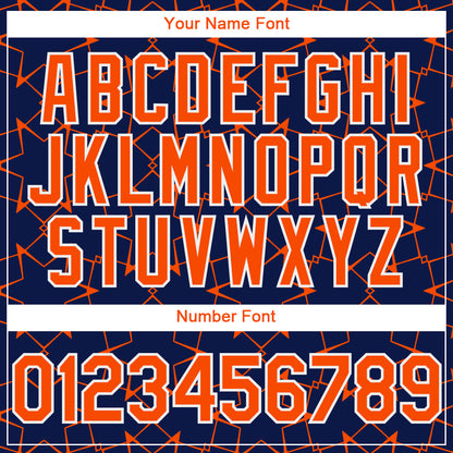 Custom Navy Orange-White 3D Pattern Design Star Lines Authentic Baseball Jersey - Sky-Custom